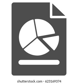 Pie Chart Report Page raster pictogram. Illustration style is a flat iconic grey symbol on a white background.