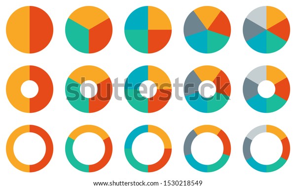 Pie Chart Set Colorful Diagram Collection Stock Illustration 1530218549 ...