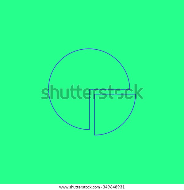 Pie chart. Simple outline illustration icon on
green background