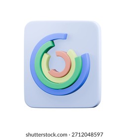 Pie graph 3D icon. Analysis Chart, data analysis, financial results, business diagnostics. 3D graphics for data analysis on an isolated background.