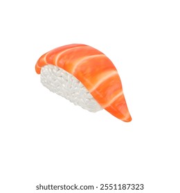 A piece of sushi featuring a salmon topping on rice, representing a popular Japanese dish. - Powered by Shutterstock