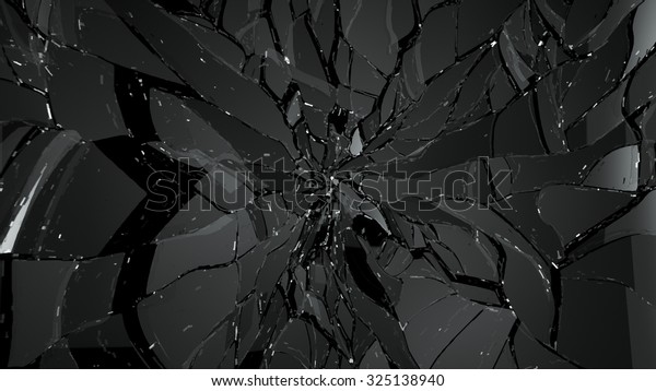 Pieces of broken and cracked glass on black.\
Large resolution