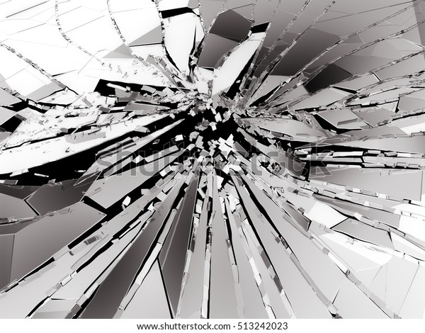 Pieces of Broken or Shattered glass on\
black. 3d rendering 3d\
illustration