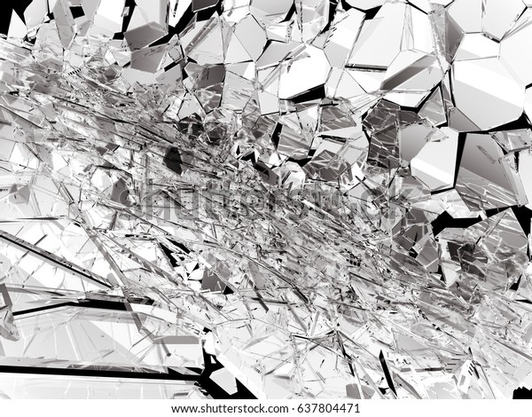 Pieces of  cracked or Shattered glass on\
black. 3d rendering 3d\
illustration