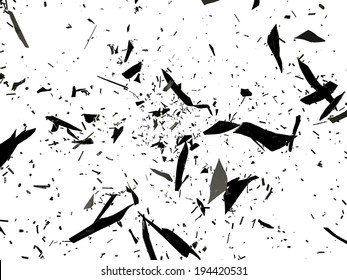 Pieces Of Destructed Or Shattered Glass On White