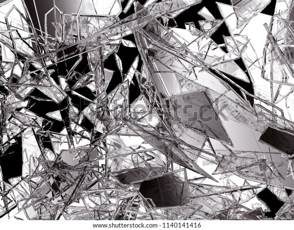 Pieces of glass broken or cracked on white, 3d
illustration; 3d
rendering