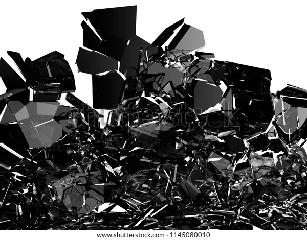 Pieces of glass broken or cracked on white, 3d\
illustration; 3d\
rendering