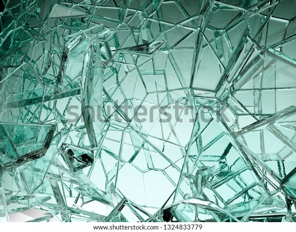 Pieces of transparent glass broken or cracked,
3d illustration; 3d
rendering