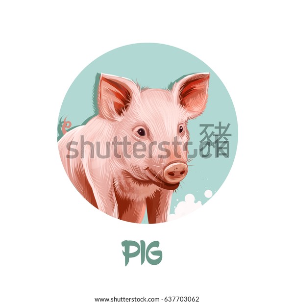 Pig Chinese Horoscope Character Isolated On Stock Illustration 