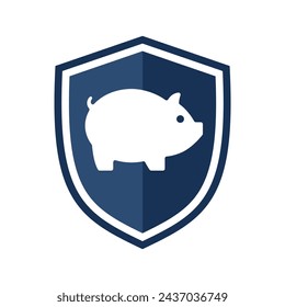 Pig icon in a shield. Vector illustration