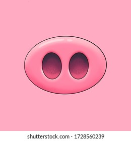 Pig Nose. Icon On A Pink Background. Animal Nose