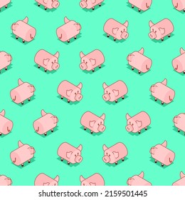 Pig pattern seamless. Pigs background. Farm animal ornament. 
