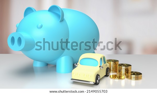 piggy bank\
and car for saving concept 3d\
rendering