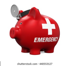 Piggy Bank Emergency Fund. 3D rendering