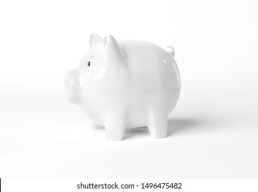 Piggy Bank Mockup Isolated On White Background 3D Rendering