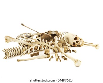 Pile of bones, photo realistic 3d rendering on a isolated white background.