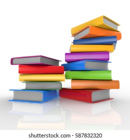 Pile of books 3d render