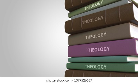 Pile Of Books On THEOLOGY, 3D Rendering