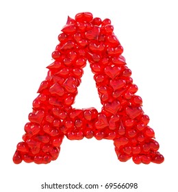 Pile Of Candy Hearts In The Form Of Letters. Isolated On White. With Clipping Path.