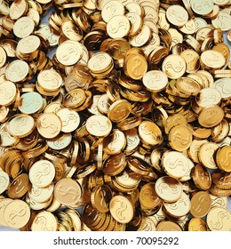 Pile Of Gold Coins. 3d Image.