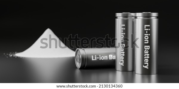 Pile of lithium-rich salt material from\
deposits for Li-Ion battery manufacturing in EV industry, Lithium\
hexafluorophosphate extract from rechargeable energy cell in\
recycling process 3D\
illustration