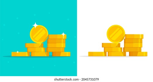 Pile Of Money Coins Illustration Icon Isolated Or Gold Metal Cash Stack Heap Clipart Cut Out Object On White And Color Background In Flat Cartoon Style Design Image