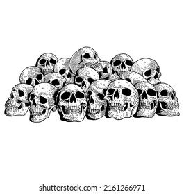 a pile skulls digital drawing
