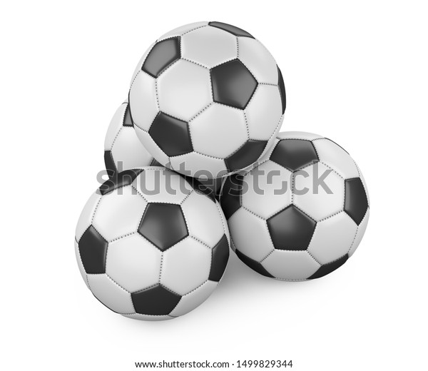 白い背景にサッカーボールの山 白い背景に高解像度の3dイラスト のイラスト素材