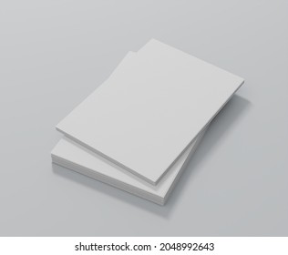 A pile of white paper is placed on the floor, a4, a3, blank flyer, poster, stacked, 3d, 3d rendering, 3d illustration, rendering