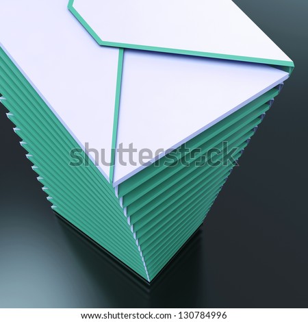 Piled Envelopes Showing Computer Mail Outbox Communication