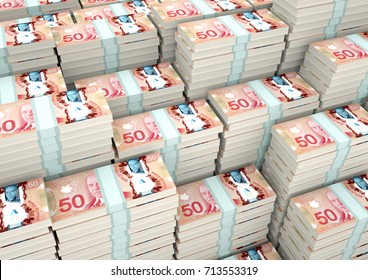 Piles Of 3D Rendering / 3D Illustration Canada Money 