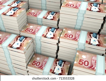 Piles Of 3D Rendering / 3D Illustration Canada Money 