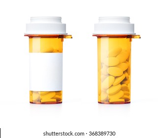 Pill Bottle Isolated On White Background.