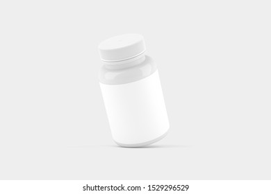 Pill Bottle Packaging 3D Rendering White Mockup