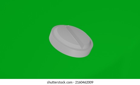 Pill Rotation On Chromakey Background. Medicine. 3D Render.