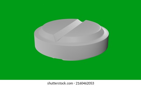 Pill Rotation On Chromakey Background. Medicine. 3D Render.