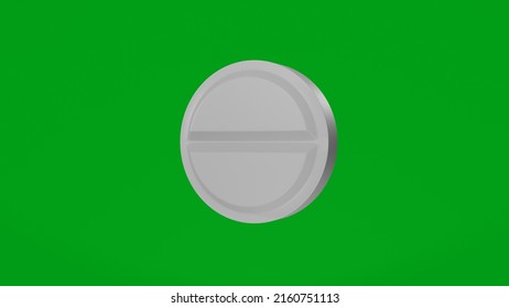 Pill Rotation On Chromakey Background. Medicine. 3D Render.