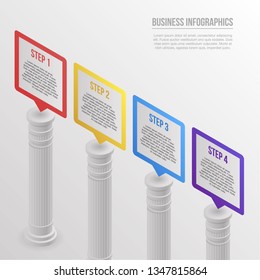 Pillar Infographic. Isometric Of Pillar Infographic For Web Design