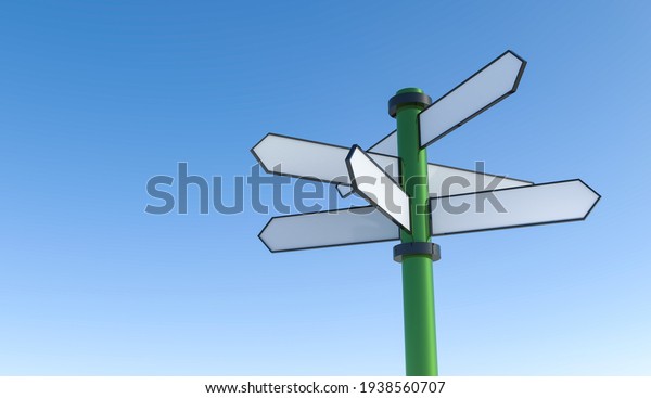 Pillar with navigation empty signs direction\
of movement 3d rendering\
illustration