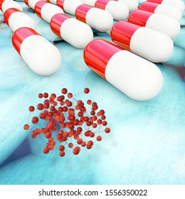 Pills With Active Ingredient Concept - 3d Rendered Illustration