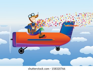 pilot with bouquet going to make a delayed drop - Powered by Shutterstock