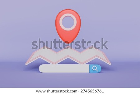Pin pointer and map location search GPS, Travel navigation or search bar concept