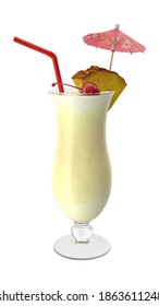 Pina Colada 3D Illustration On White Background