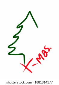 Pine tree labeled x -mas It is a symbol of Christmas.