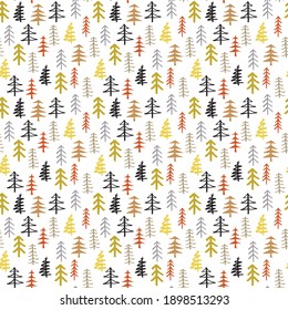 Pine Tree Seamless Pattern. New Year And Christmas Background, Illustration.