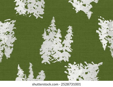 Pine tree seamless pattern.Beautiful Scandinavian woodland folk design.Geometric ornament.Abstract green background.Nature forest illustration design for deco print decor,wallpaper.Hand drawn art.