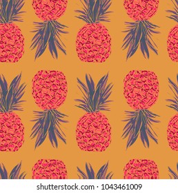 pineapple background on orange background