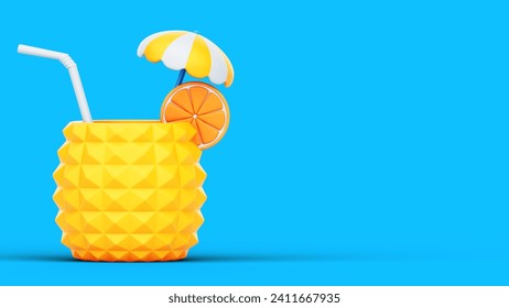 Pineapple drink 3D Rendering Illustration Isolated With Blue Background - Powered by Shutterstock