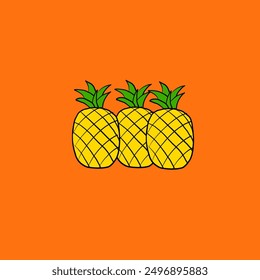 the pineapple with orange background
