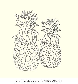 pineapples with line art design